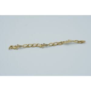 Vintage Trifari Bracelet White Enamel Leaves Goldtone Link Midcentury Modern